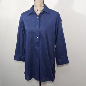 NWT Gap Oversized Tunic Top Women's Hi-Low Blue Collared Size S